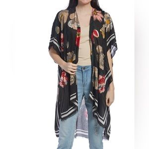 Woven heart one side NWOTq Floral Print Kimonos Loose Half Sleeve Multicolored